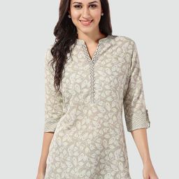 Saree Swarg Mandarin Collar Printed Tunic-image-25