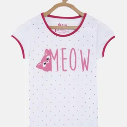 3PIN Girls White Printed Round Neck T-shirt-image-34