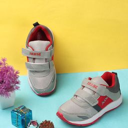 TRASE Boys Grey & Red Running Shoes-29