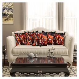 Sej By Nisha Gupta Mughal Premium 16 By 16 Cushion Covers Pack of 5 - Brown-image-93