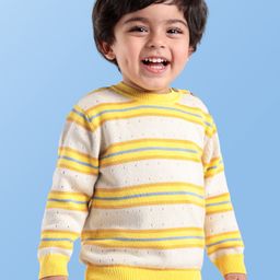 Babyoye 100% Cotton Colour Blocked Full Sleeves Pullovers - Yellow-image-10