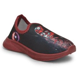 Toothless Marvel Avengers Theme Featuring Captain America Printed Lycra Shoes - Maroon-image-75
