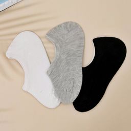 Yellow Bee Pack Of 3  Solid Socks - Black Grey & White-image-22