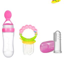 Joy Buzz Baby Silicone Spoon Feeder Fruit Feeder & Fingure Toothbrush Combo Pack Of 3 - Pink-10