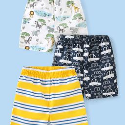 Babyhug Cotton Knee Length Boxers Animal & Vehicle Print Pack of 3 - Multicolour-image-66