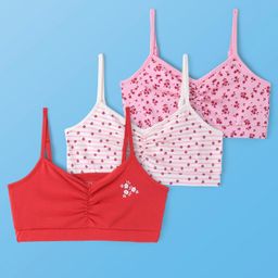 Pine Kids Cotton Sleeveless Bralettes With Floral Print Pack of 3 (Colour May Vary)-image-59