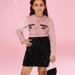 Cutecumber Full Sleeves Sequin Embellished Dress - Dusty Pink-image-8