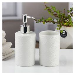 KOOKEE Ceramic Bathroom Accessories Set of 2 with Soap Dispenser (11114)-image-82