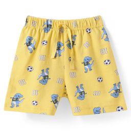 Babyhug Cotton Single Jersey Knit Mid Thigh Shorts with Dino Print - Yellow-picture-25