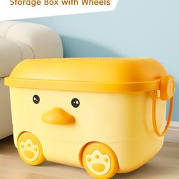 Rolling Storage Box with Handle & Wheels - Yellow-15