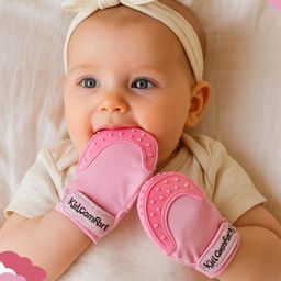 THE LITTLE LOOKERS Baby BPA-Free Silicone Food-Grade Soft Teether Mitten Glove Handy Teething Mit Toy for Self-Soothing (Pink')-8