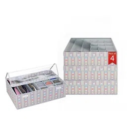 Kuber Industries Grey & White Printed Set of 4 Reusable Drawer Organisers-16
