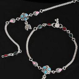 Sangria Silver-Plated Artificial Stones Anklet-0