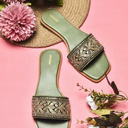 Anouk Women Embroidered Open Toe Flats-16