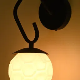 SOMIL White Printed Glass Cylinder Shaped Wall Lamp-image-5