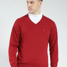 Monte Carlo Men Solid V Neck Cotton Pullover-picture-25