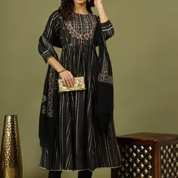 Sangria Women Woven Design Embroidered Silk Kurta with Trousers & Dupatta-image-39