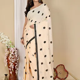 PuJoy Polka Dot Pure Cotton Taant Saree-picture-25