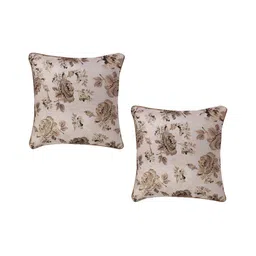 MONKDECOR Gold-Toned & Brown Set of 2 Floral Square Cushion Covers-picture-11
