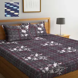 Arrabi Set Of 2 Multicoloured Floral 300 TC King Bedsheet With 4 Pillow Covers-22