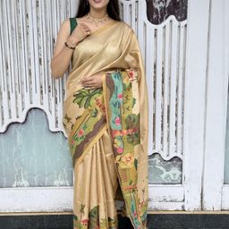 ETHNIC TODAY Ethnic Motifs Zari Tussar Saree-image-7