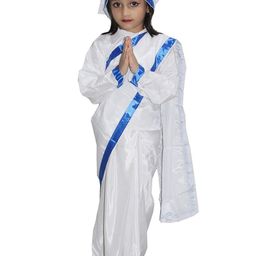 Kaku Fancy dresses Girls Mother Teresa Costume Saree With Head Scarf-image-71