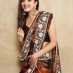 Mitera Floral Printed Zari Pure Georgette Saree-picture-5