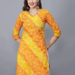 ETRAANA Bandhani Printed V-Neck Pure Cotton Kurti-picture-16