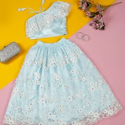 SAKA DESIGNS Girls Embroidered Thread Work Ready to Wear Lehenga &-picture-58
