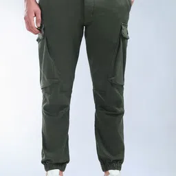 Flying Machine Men Relaxed Fit Mid-Rise Flat-Front Cotton Cargo Styles Joggers-image-94