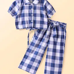 CrayonFlakes Girls Checked Shirt with Palazzos-image-6
