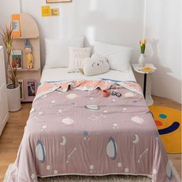 JC HOME Purple & White Geometric AC Room 400 GSM Double Bed Quilt-image-26