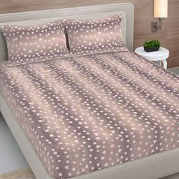 FABINALIV Beige & Peach-Coloured Woollen 300TC Fitted Double King Bedsheet Set-2.50mX2.25m-image-14