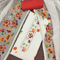 HERE&NOW Floral Embroidered Embellished Roman Silk Unstitched Dress Material-image-91