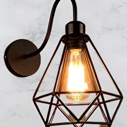 KINIS Black & Transparent Textured Metal Abstract Shaped Wall Lamp With Bulb-14