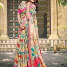 Anouk Floral Linen Blend Saree-image-69