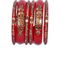 Fashionzara Set Of 6 Stones Studded Bangles-image-2