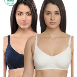 Inner Sense Solid Organic Antimicrobial Feeding Bra Pack of 2 - Blue & White-picture-44