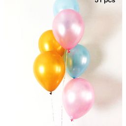 Balloon Junction Metallic Decoration Balloons Gold Blue & Pink - Pack of 51-image-98