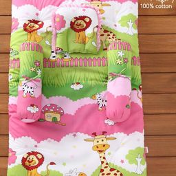 Babyhug Cotton Baby Bedding Set Jungle Print - Pink-image-31