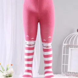 Cute Walk by Babyhug Anti-bacterial Striped Footed Tights - Pink-picture-6