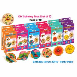 Funvention DIY Solor System Themed Spinning Tops Kit Pack of 12  - Multicolor-24