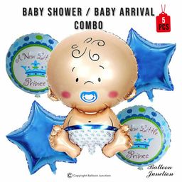 Balloon Junction Baby Shower Foil Balloons Set Blue  - Pack of 5-23