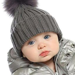 Syga Cotton Woolen Cap with Pom Pom Grey - Circumference 48 to 54 cm-image-36