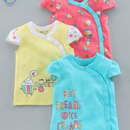 Babyoye Cotton Cap Sleeves Printed Jhabla Pack of 3 - Pink Blue-image-80