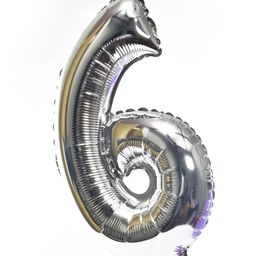 Party Anthem 6 Number Birthday Foil Balloon - Silver-image-81