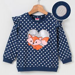 Babyhug Full Sleeves Sweatshirt With Frill Detailing Fox Graphics - Limoges Aop-picture-14