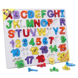 Anindita Toys Capital Alphabets With Numbers Knob & Peg Puzzle Multicolour - 46 Pieces-picture-16