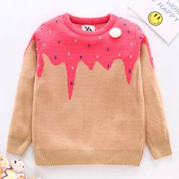 Yellow Apple Full Sleeves Sweater - Pink Cream-image-83