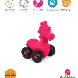 Rubbabu Pull Along Giraffe Toy - Dark Pink-27